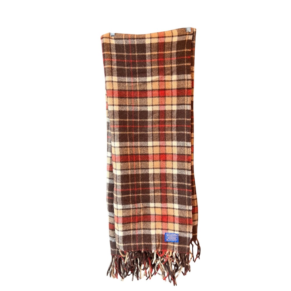 Pendleton Vintage Robe in a Bag Wool Stadium Blanket Plaid 54x70 USA Cushion